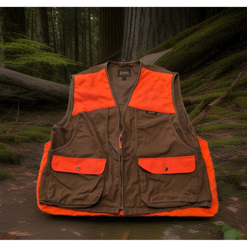 Gamehide Vest Mens XXL Canvas Briar Proof Upland Hunting Orange Front Loading